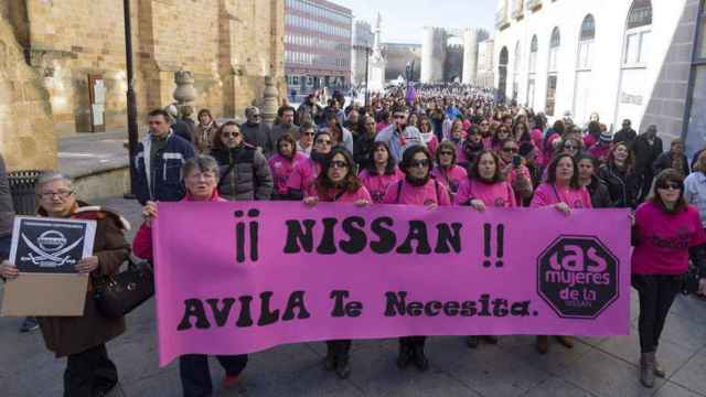 Imagen de archivo de una protesta en 2015 para el mantenimiento del empleo en la planta de Ávila.