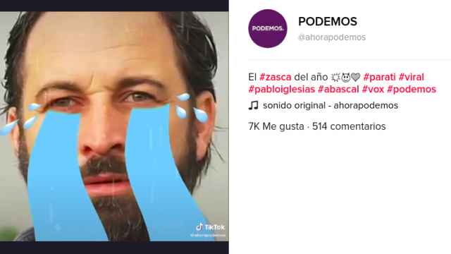 Captura del vídeo de Podemos en TikTok donde se meten con Santiago Abascal