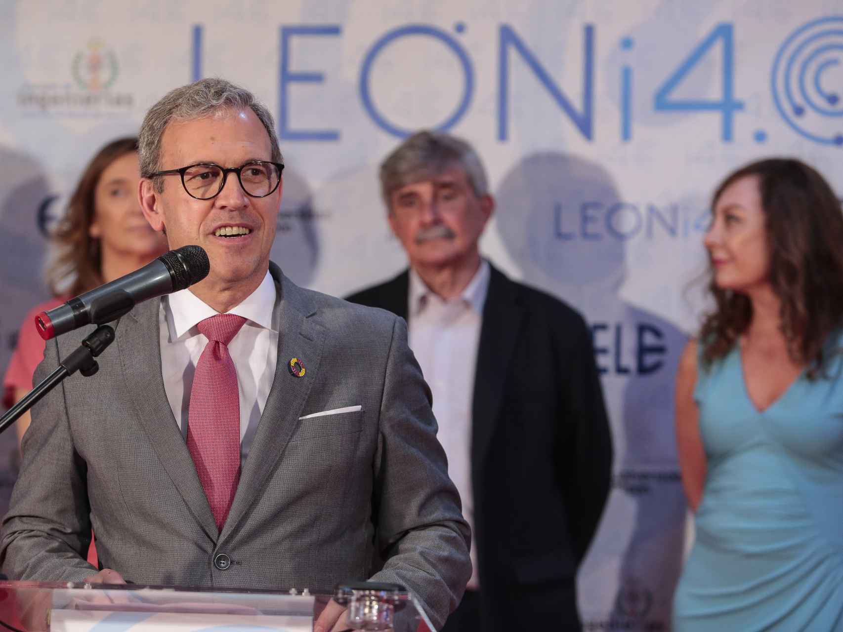 El consejero de Industria, Mariano Veganzones, durante la inauguración del I Foro de Empleabilidad ‘EXPO Leóni4’ , este viernes.