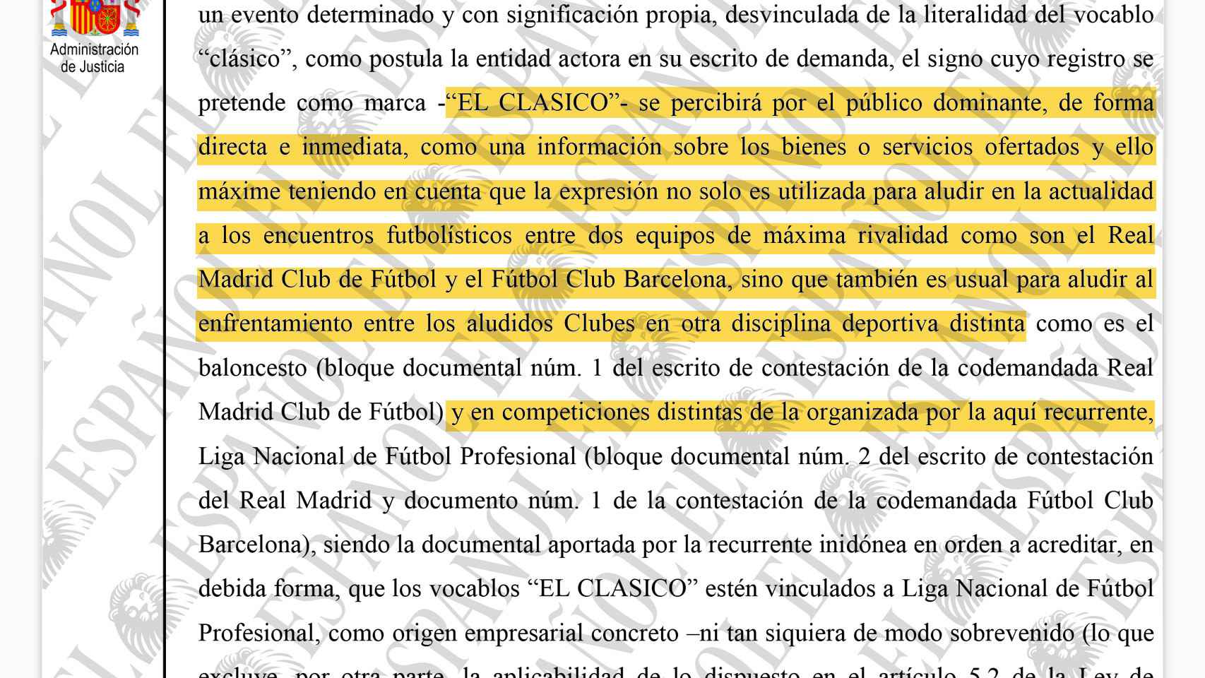 Resolución sobre la marca "EL CLÁSICO" promovida por LaLiga y recurrida por el Real Madrid
